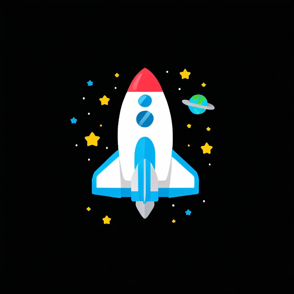 MINIMALIST ICON, FLATXL, minimalistic, vector art, lean lines, illustration, graphic design, vector graphics, little spaceship in space