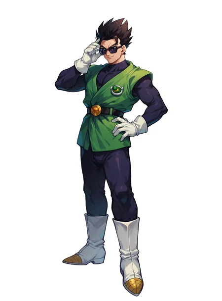 score_9, score_8_up, score_8, score_9, score_8_up, score_7_up,zPDXL2, source_anime,
nxl, solo, great saiyaman outfit, looking at viewer, smile, simple background, gloves, 1boy, white background, closed mouth, standing, full body, boots, belt, white gloves, hand on hip, bodysuit, sunglasses, white footwear, adjusting eyewear, tinted eyewear
good_hands, better_hands,
<lora:gohanxl-000007:0.7> , <lora:pony_good_hands:1> , <lora:Pony_DetailV2.0:1> <lora:Smooth Anime 2 Style SDXL_LoRA_Pony Diffusion V6 XL:0.6>