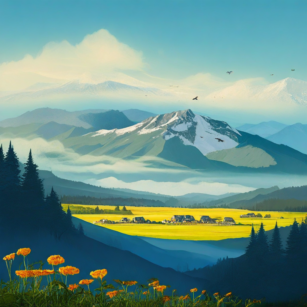 masterpiece, best quality, amazing quality, very aesthetic, absurdres, newest, ajdetaill, landscape_scene, breathtaking_alpine_meadow, vibrant_wildflowers, golden_sunlight, rolling_green_hills, clear_blue_sky, soft_wispy_clouds, volumetric_lighting, sunbeams, crisp_mountain_air, soaring_birds, majestic_alps, atmospheric_haze, ultra_detailed, highly_realistic, nature_photography, untouched_paradise