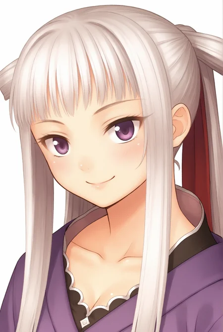 <lora:Houmei:0.7>, Houmei, upper body, white background, smile