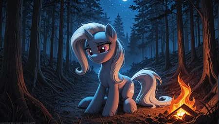 resolution, masterpiece, high resolution, (SOLO: 1.2) my little pony, friendship is magic, wild, detailed background,
sits next to the fire, next to the cart, NIGHT,FOREST,SAD
Trixie pony, blue body, violet eyes,
long, wavy mane and tail are silver-white with blue inserts, the mane is neatly laid, <lora:Trixie:1>