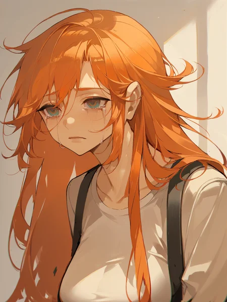 score_9, score_8_up, score_7_up, score_6_up, score_5_up, <lora:ch0ngXLP:1> ch0ng, long hair, 1girl, solo, portrait, ginger hair, curvy, large breasts, close up, depressed, tears