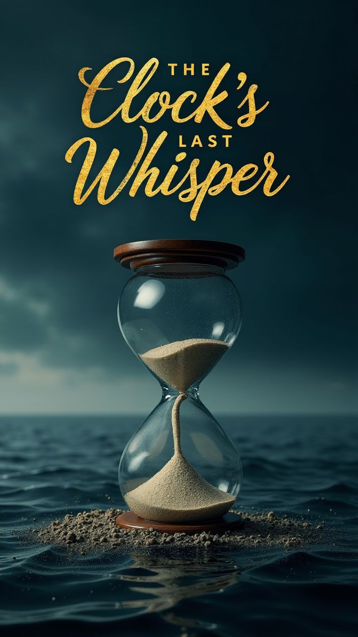 A movie poster for "The Clock's Last Whisper," showing a cracked hourglass with sand pouring out into a dark ocean, the title written in elegant gold script across the sky. 
, <lora:aidmaImageUpgrader:0.25> aidmaimageupgrader ,
 <lora:aidmaHyperRealismV0.2:0.7> aidmahyperrealism