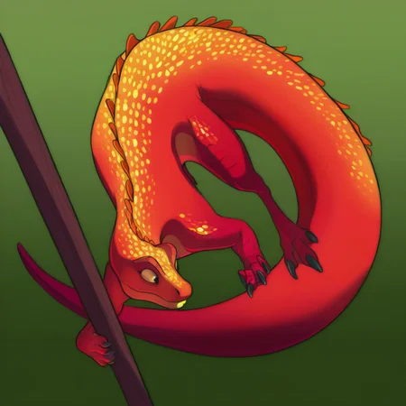 highres, best quality, masterpiece, very aesthetic, newest, <lora:HyperIllusrtrious2:1>,hyper tail,solo,no humans,lizard,animal focus,scales,claws,climbing trees,feral,creature,cartoon,disney pixar.chameleon