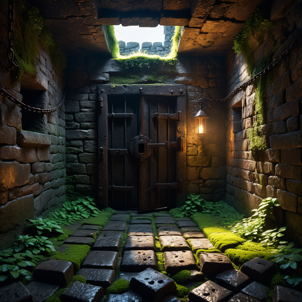 A dark and grim medieval castle dungeon, designed for imprisoning captives. The walls are made of aged, damp stone bricks, cracked and worn with time, with patches of moss and moisture seeping through. The small, claustrophobic space is lit by a single flickering torch mounted on the wall, casting long, eerie shadows across the room. Rusted iron bars form a heavy prison door with a corroded lock and hinges, partially ajar or firmly shut. The floor is rough, uneven stone, covered in dirt and faint stains, hinting at years of suffering. Chains hang loosely from rusted hooks embedded in the walls, their metal corroded and worn. In one corner, a small, grated window lets in a thin sliver of cold, pale light, emphasizing the dungeon's oppressive and hopeless atmosphere. The air feels damp, stale, and heavy with silence, evoking a chilling sense of isolation and despair.
<lora:SDXLFaeTastic2400:0.4> <lora:extremely_detailed:0.4> extremely detailed, Masterpiece,best quality,hi res,8k,hi res,8k,award winning,(sharp focus, intricate, highly detailed),
