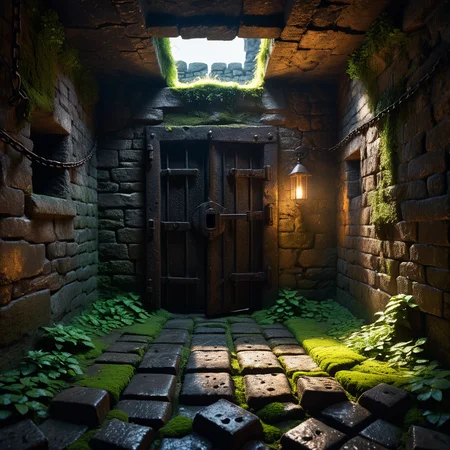 A dark and grim medieval castle dungeon, designed for imprisoning captives. The walls are made of aged, damp stone bricks, cracked and worn with time, with patches of moss and moisture seeping through. The small, claustrophobic space is lit by a single flickering torch mounted on the wall, casting long, eerie shadows across the room. Rusted iron bars form a heavy prison door with a corroded lock and hinges, partially ajar or firmly shut. The floor is rough, uneven stone, covered in dirt and faint stains, hinting at years of suffering. Chains hang loosely from rusted hooks embedded in the walls, their metal corroded and worn. In one corner, a small, grated window lets in a thin sliver of cold, pale light, emphasizing the dungeon's oppressive and hopeless atmosphere. The air feels damp, stale, and heavy with silence, evoking a chilling sense of isolation and despair.
<lora:SDXLFaeTastic2400:0.4> <lora:extremely_detailed:0.4> extremely detailed, Masterpiece,best quality,hi res,8k,hi res,8k,award winning,(sharp focus, intricate, highly detailed),