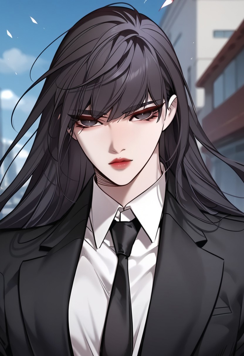 score_9, score_8_up, score_7_up,score_6_up,
jiyoungyoo,1girl, solo, long hair, black hair, bangs, black eyes,
outfit2, jacket, collared shirt, black necktie, shirt, pants, black pants,  long sleeves, formal,upper body, outdoors,Expressiveh