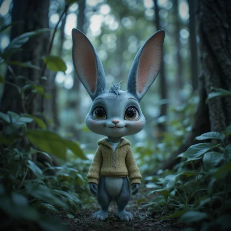 <lora:Cute_Collectibles.safetensors:1>
The scene abruptly shifts from the serene, almost ethereal forest to a hauntingly somber atmosphere as a dramatic 'Game Over' screen overlays the landscape. The tranquil blue creature, a mix of rabbit and feline, now stands motionless, its large, expressive eyes reflecting a deep, unspoken sorrow. The creature, a 32-year-old adult with a fur texture that shimmers under the now dimmed light, wears a yellow hoodie over a beige sweater and a white shirt, a stark contrast to the newly oppressive environment.
The once soft, diffused light now seems to drain away, replaced by a cold, pallid glow that casts long, foreboding shadows through the forest. The lush greenery, which moments ago thrummed with life, now appears muted and lifeless, as if the forest itself is mourning the creature's defeat.
The creature's elongated ears, showing pinkish interiors, droop low, and a sense of finality hangs heavy in the air. The forest, once a place of peace, now feels like a silent witness to a tragedy. Memories of past triumphs and the joy of exploration flicker in the creature’s eyes, but they are quickly overshadowed by the weight of failure and the bleak realization of what has been lost.
The ground beneath the creature's feet seems to tremble, a subtle yet powerful indication of the world’s response to this dramatic turn. The air is thick with a sense of loss, and the forest, once a sanctuary, now feels like a prison, a place from which there is no escape. The creature stands alone, a silent figure in a world that has suddenly become too quiet, too still, and too final.