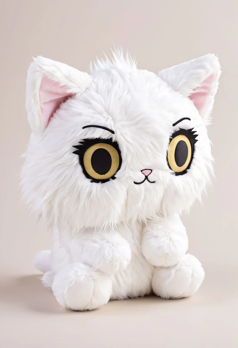 score_9, score_8_up, score_7_up, score_6_up, score_5_up, score_4_up <lora:woafu_plushify_sdxl_v02:1> single, plushify, character stuffed toy, chibi, adorable cat, extremely detailed, realistic, simple background, fluffy, 8k, masterpiece,