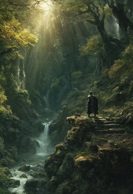 Completely Helm's fall absolutely nothing, pure black, detailed, but the Lord of the Rings of life are rising, FastNegativeV2, ral-dissolve, digital art