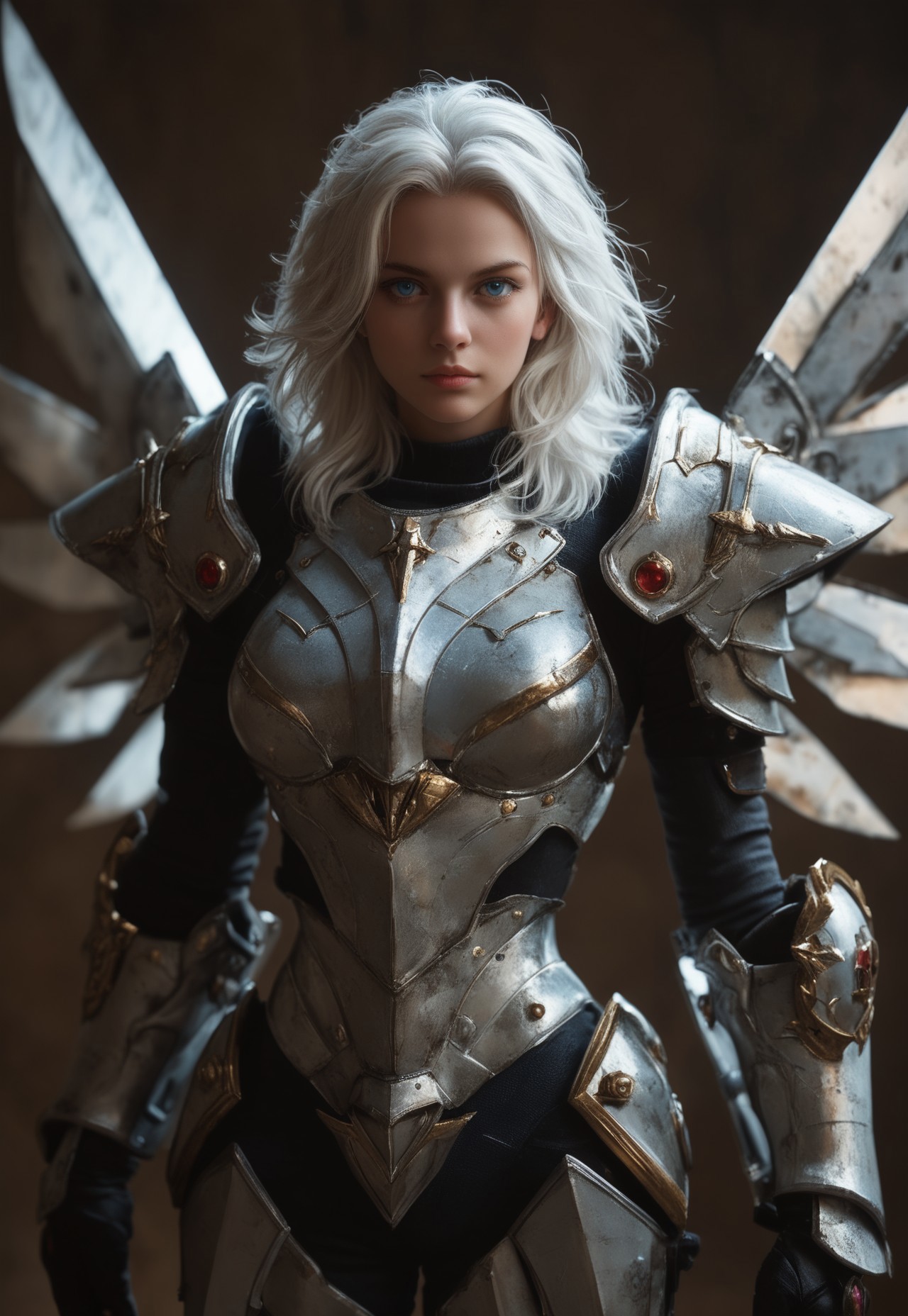 masterpiece, best quality, highly detailed, score_9, score_8_up, score_7_up, Expressiveh, 
1girl, pauldrons, white hair, blue eyes, power armor, weapon, looking at viewer, uge armor, shoulder armor, steel wings, solo
 <lora:Dynamic Poses:1>
 <lora:detailed_notrigger:1>