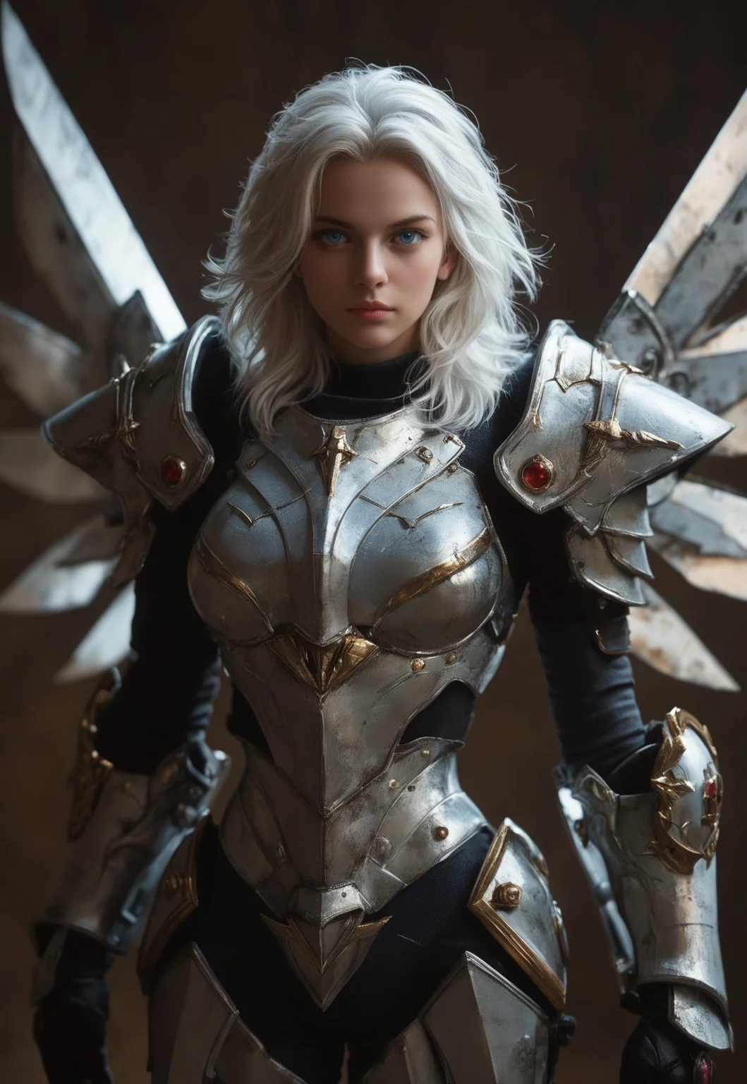 masterpiece, best quality, highly detailed, score_9, score_8_up, score_7_up, Expressiveh, 
1girl, pauldrons, white hair, blue eyes, power armor, weapon, looking at viewer, uge armor, shoulder armor, steel wings, solo
 <lora:Dynamic Poses:1>
 <lora:detailed_notrigger:1>