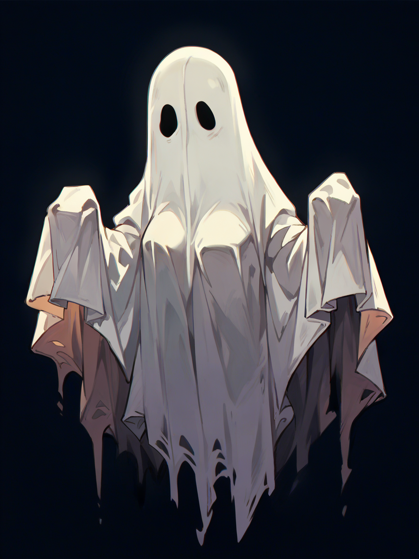 score_9, score_8_up, score_7_up, score_6_up, score_5_up,  <lora:sheetghostXLP:1> sheet ghost, solo, ghost costume, 1girl, black background