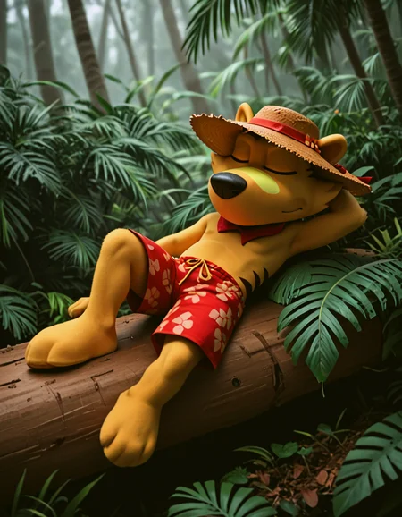score_9, score_8_up, score_7_up,
 source_furry,sleeping top of a palm tree, straw hat,
tyt4sm4, official_costume, 
jungle background,
 <lora:ty_tasmanian:0.8>
