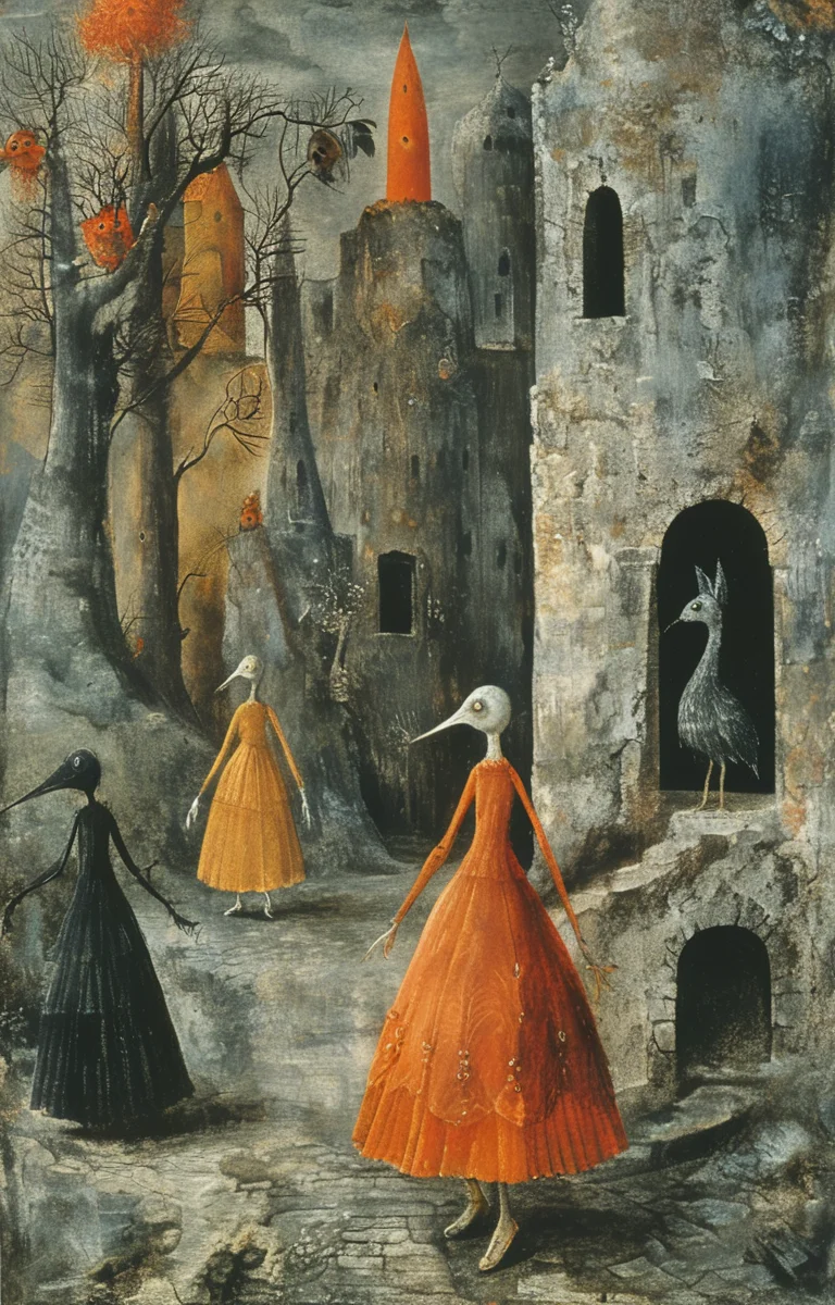 masterpiece,best quality,<lora:tbh180-sdxl:0.9>,illustration,style of Remedios Varo,