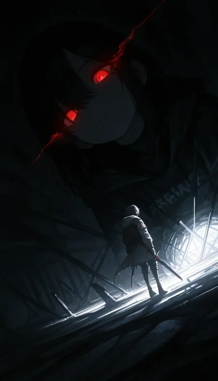 (masterpiece, best quality), amazing quality, very aesthetic, absurdres, highres, newest, dak depth, depth filed, intricate detailed, glowing eyes, only the eyes are visible, black, dutch angle,
side, <lora:748cmSDXL:0.6>, <lora:薄塗り:0.4>, <lora:ponyv5_noobV065S_1:0.8>, <lora:spo_sdxl_10ep_4k:0.6>, <lora:MeMaXL4:0.8> <lora:GBF_Illustrious:0.45>