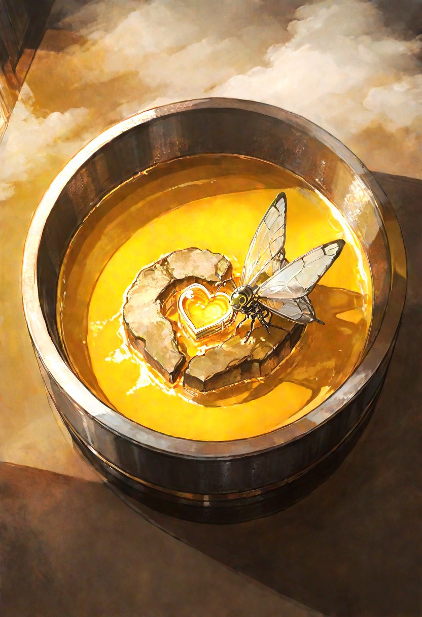 improved cinematic photo, 35mm photograph, film, professional, 4k, highly detailed,
An amber fragment enclosing a Human Heart,
The amber fragment is a smooth, slightly irregular sphere, roughly the size of a marble, with a warm golden-brown hue. Its surface is polished, gleaming softly under light, revealing a mesmerizing play of golden, honey, and orange tones. Tiny air bubbles and organic inclusions are scattered throughout, lending it a sense of antiquity and natural complexity.
Inside, a perfectly preserved Human Heart lies suspended in time, its delicate body encased in the translucent amber.
Around the Human Heart, subtle striations and minute organic fragments, possibly plant material or dust, create a vignette that frames the insect. The amber’s clarity varies in places, with some sections slightly cloudy, further accentuating the Human Heart as the focal point. The fragment feels timeless, a tiny time capsule offering a glimpse into a prehistoric world millions of years ago