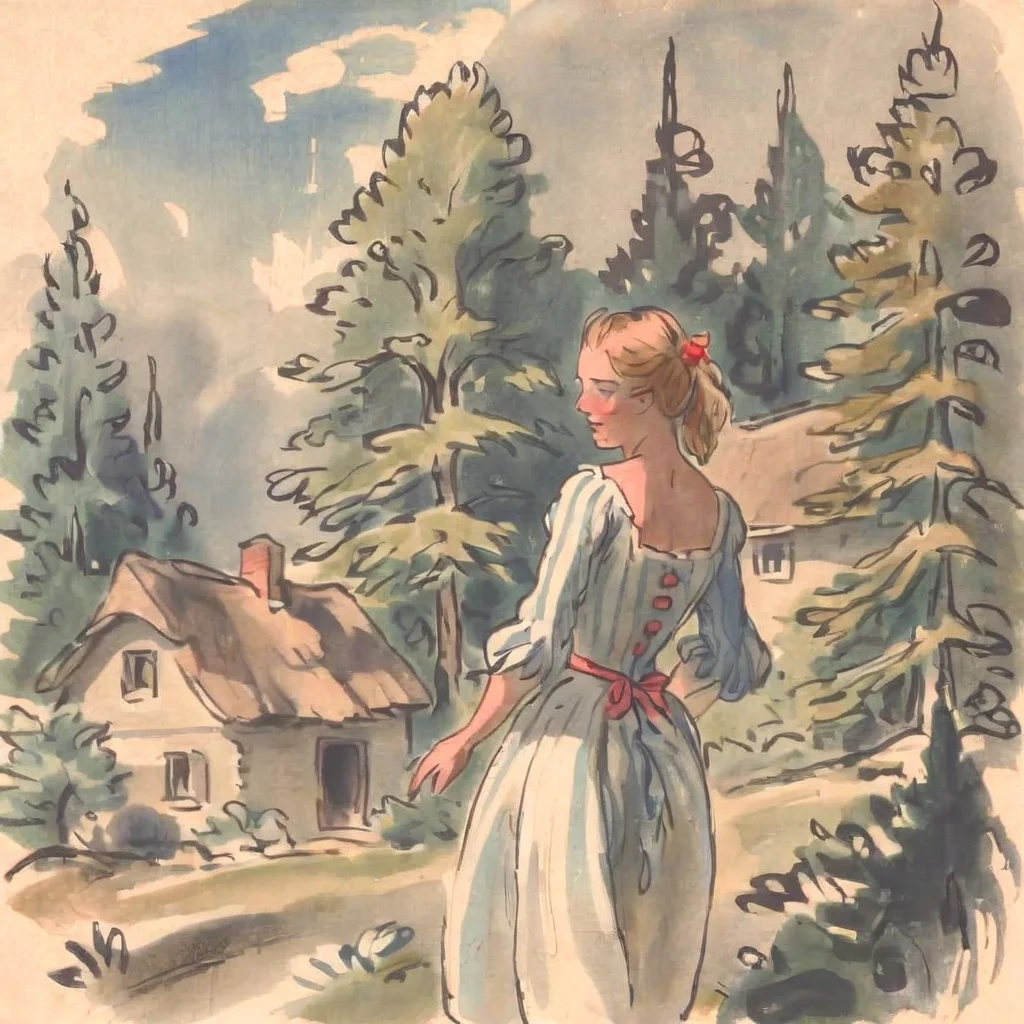 jchadel girl, country cottage trees and forest in the background <lora:jchadel:1>
