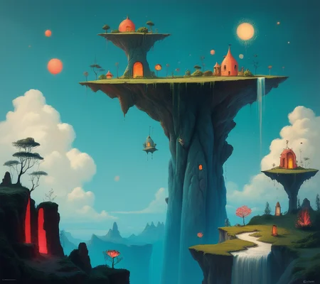 score_9, score_8_up, score_7_up, score_6_up,score_5_up, whimsical, floating island with a magical waterfall, glowing plants, and enchanted creatures, highly detailed, gritty, cinematic, abstract <lora:ponys-dream:.9>