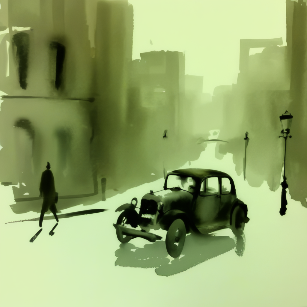 drawix10 old car in city<lora:drawix10:1>