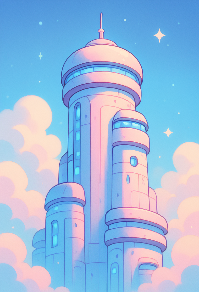 masterpiece, best quality,     k4w4iim1r41, tower,   <lora:KawaiiMirai_IXL:1.0>,