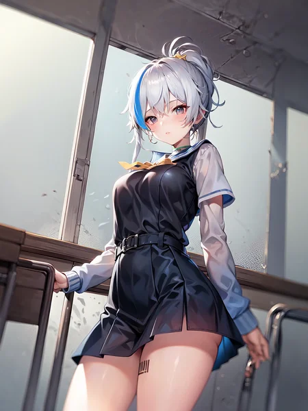 masterpiece, best quality, solo, <lora:eph3-10:1>, white hair, school uniform,