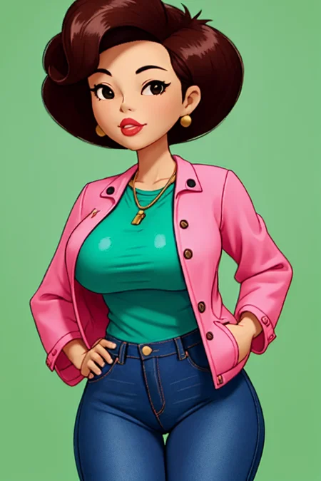 (best quality:1.1) 1girl, photo of susanlongv1, <lora:SusanLong:1.3>, middle aged Asian woman with large saggy breast, curvy body, looking at viewer, pink lips, pink jacket, jeans, standing, simple background, sharp focus, 8k, photo realistic, highly detailed, canon R5, 50mm focal length, f/5.6. (highly detailed skin:1.2),
