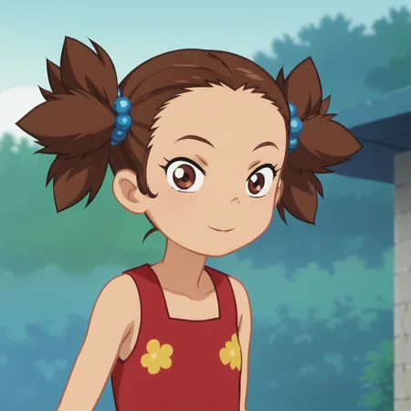 score_9_up, score_8_up, BREAK, YunaKamihara, 1girl, solo, brown hair, twintails, brown eyes, hair beads, red dress, upper body, <lora:YunaKamihara_LiloAndStitch_PXL_Leaf2:1>, anime screencap, outdoors, arms at sides, looking at viewer,