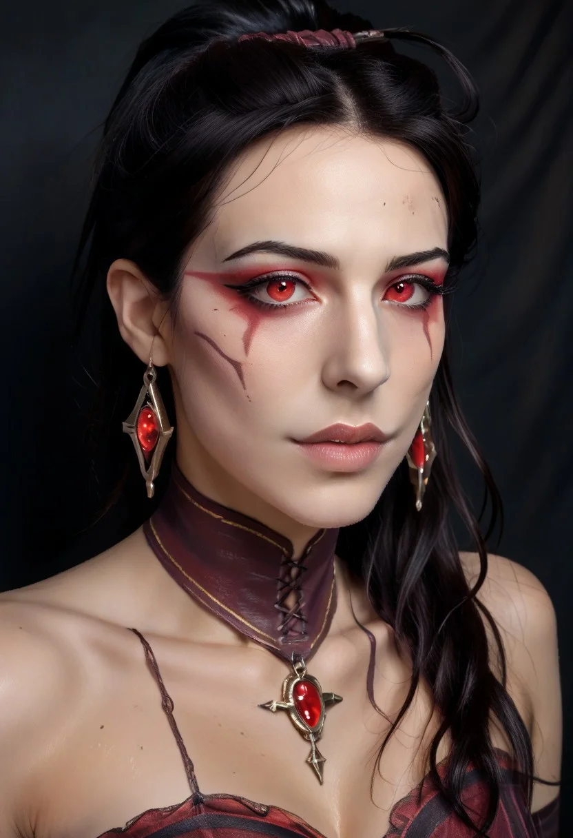 score_9, score_8_up, score_7_up, score_6_up, Stable_Yogis_PDXL_Positives, Expressiveh, realism, realistic, 1 woman, 1 man, pisachini, fdom_awall,seductive demoness, indian folklore, hypnotic red eyes, whispering, luscious lips, long black hair, glowing pale skin, kohl-lined gaze,
, sultry menace, man entranced, supernatural allure, intimate close-up, warm breath against ear, dark fantasy, temptation and danger, eerie whispers, demonic beauty, cursed seduction, flickering shadows, supernatural mist, chilling yet sensual, victim mesmerized, spellbound stare, forbidden desire, unholy elegance