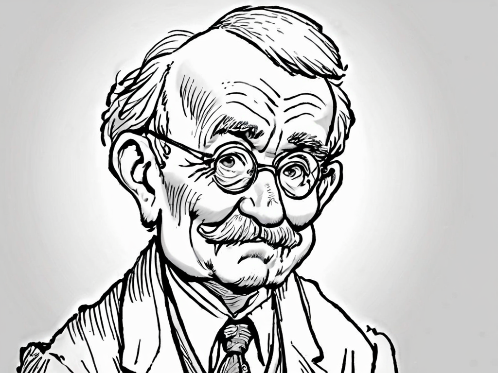 lineart, caricature, old professor, <lora:pen-art:0.7>