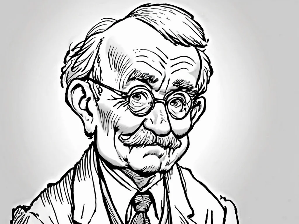 lineart, caricature, old professor, <lora:pen-art:0.7>