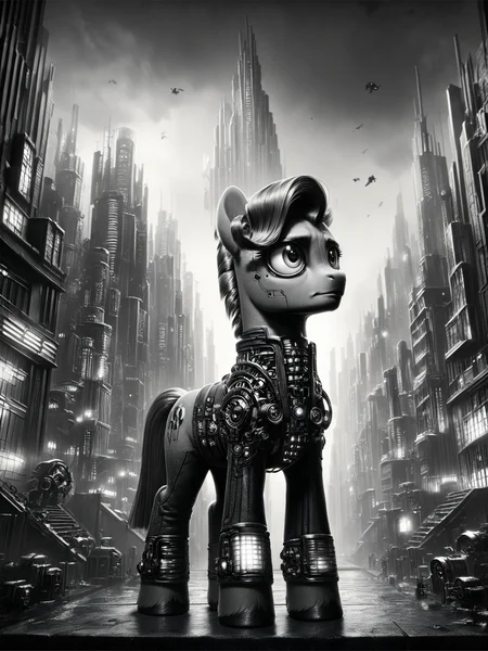 score_9, score_8_up, score_7_up, pony, futuristic, stylized, art deco, expressionist, 1920s, black and white <lora:Metropolis_Movie_Style_Pony:1>