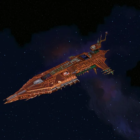 ((snes game screenshot,digital illustration,16 bit graphics)),a  copper colored chaoswarfleet cruiser, <lora:Chaos_Warfleet_-_Warhammer_40000_SDXL:1>,floating in space,armor plating,cathedral,eagle decorations,no_humans,solo,side view