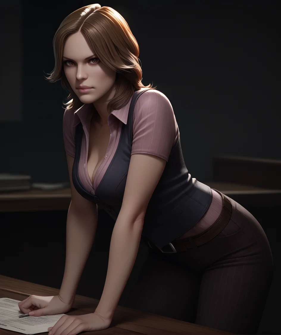 score_9, score_8_up, score_7_up, score_6_up, score_5_up, score_4_up, source_anime, realistic, photoshop \(medium\),<lora:RE6_t1-000012-128:1.0> 1girl, Helena Harper, brown eyes