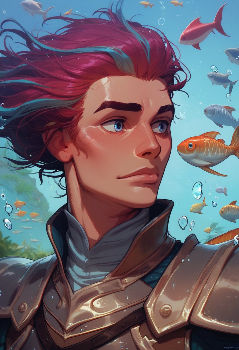 score_9, score_8_up, score_8, score_7_up, score_7, score_6_up, score_6, score_5_up, Score_5,  fish, koi fish, fish monster:1.3), (realistic fish, fish), bulging eyes, fish eyes, fish mouth, fins, Atlantean armor, vox machine style, 1boy, male focus, solo, portrait, underwater background, under water shimmering light, fantasy, (dynamic lighting:1.1)
((masterpiece))