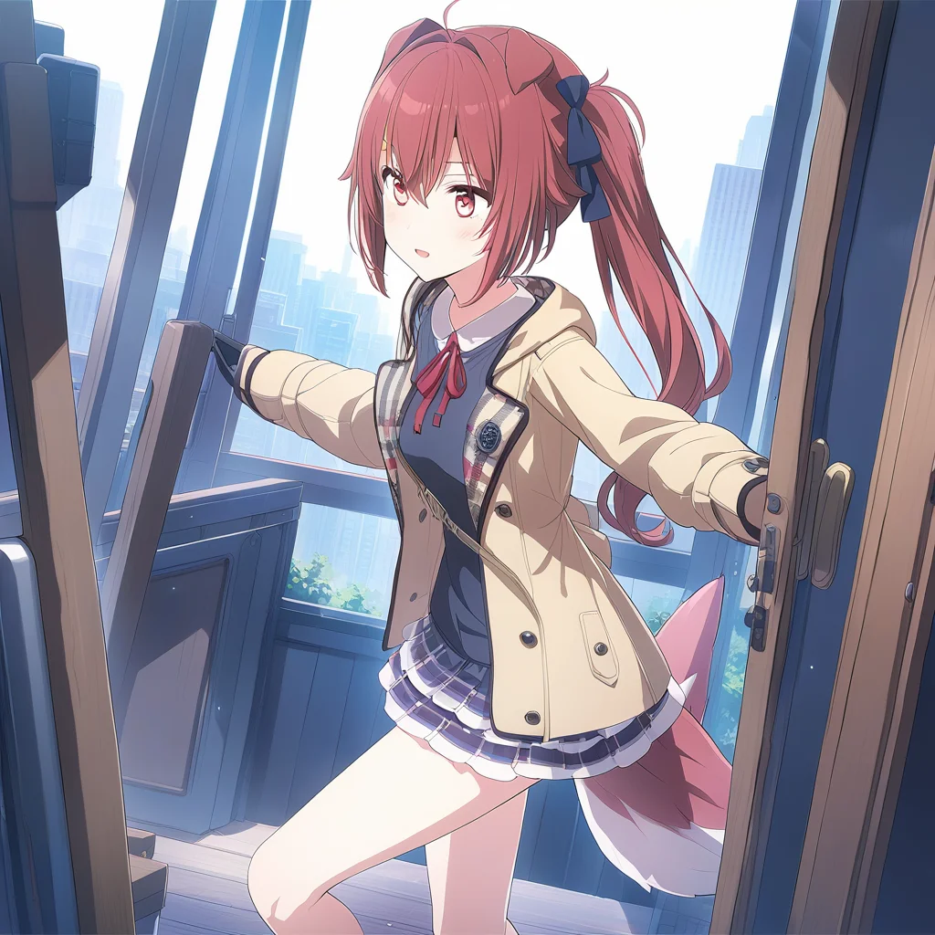 anime artwork 1girl, Jacket,tail,masterpiece, best quality,<lora:binaco_v0.1:1> . anime style, key visual, vibrant, studio anime, highly detailed