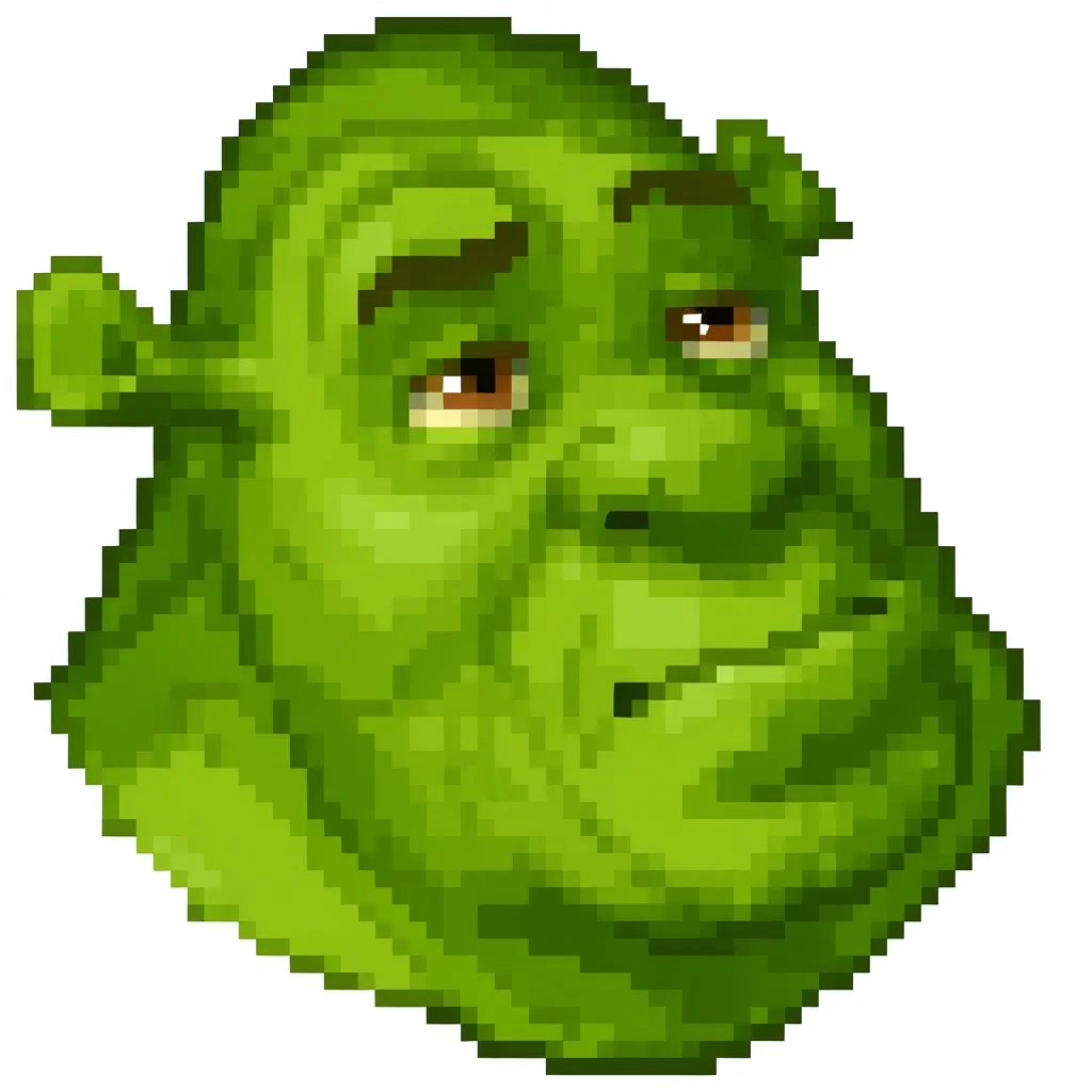 pixel, simple background, white background
(shrek, green skin:1.1), ogre, upper body