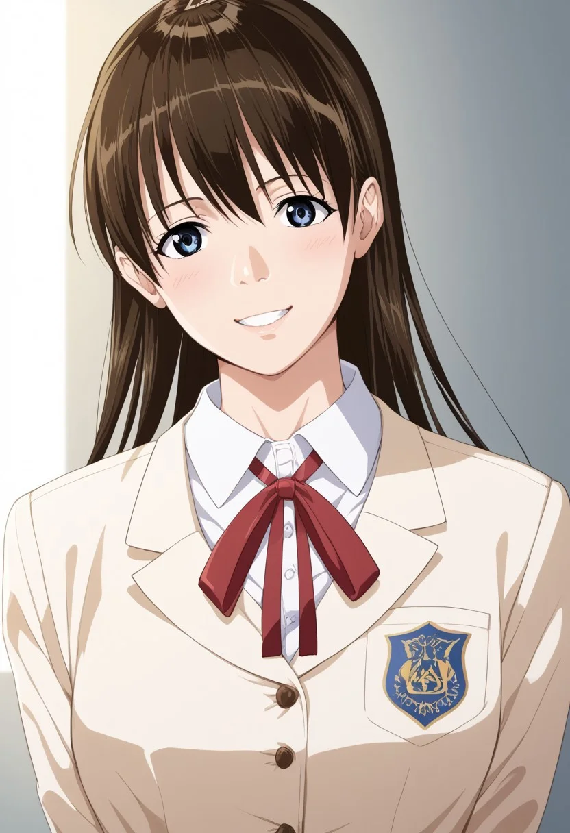 score_9, score_8_up, score_7_up, source_anime,(extremely detailed CG), (best quality),{Karen,
1girl,long hair ,face,smile ,front view,school uniform}