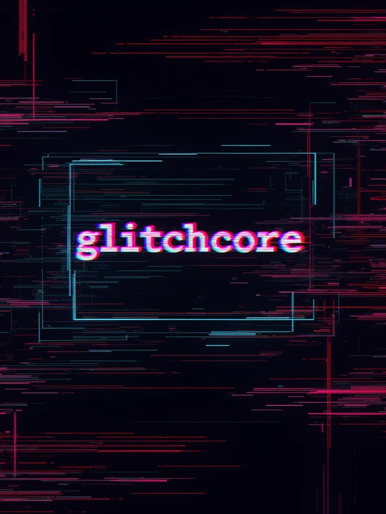 a digital glitch screenshot of a computer, on the screen, in a condensed monospace font, the text reads: "glitchcore". gl1tchc0re <lora:Glitchcore_Flux:1>