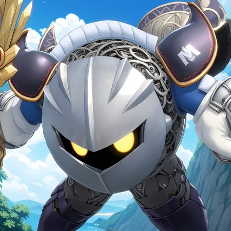 MetaknightXL, <lora:MetaknightXL:1>, (anime, masterpiece, intricate:1.3), (best quality, hires textures, high detail:1.2), (4k),(incredibly detailed:1.4),UHD, 8K, ultra detailed