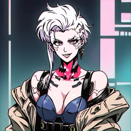 score_9, score_8_up, score_7_up, score_6_up, score_5_up, score_4_up,
BREAK
vintage, 1990s \(style\), retrowave, vaporwave, punk,
masterpiece, best quality, detailed art, detailed face, correct anatomy, middle distance, anime style,
(ghost in the shell:1.2) style, (blade runner:1.2) style, femme fatale, anime girl, girl killer, assassin, white hair, red eyes, cyborg, crazy smile,
future, (cyberpunk:2), tokyo, busy street, neon lights in the background, megalopolis, (night:1.5) city, technology, wires