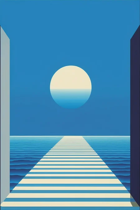 <lora:Hiroshi Nagai Style:1>Hiroshi Nagai Style - a minimalist ocean scene in the style of Hiroshi Nagai