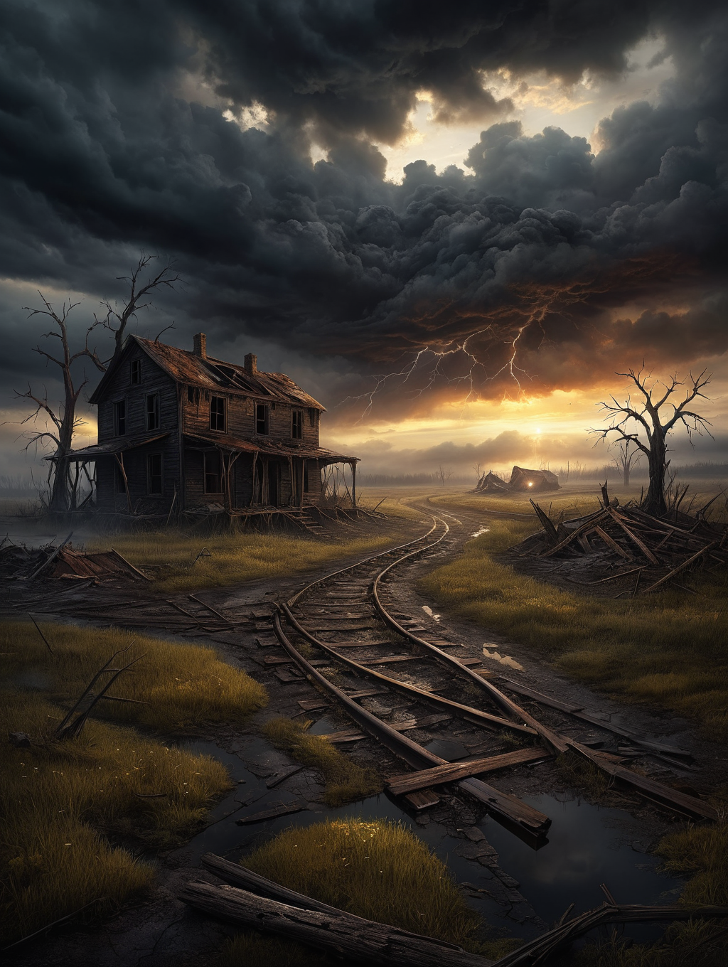 oil painting ,
A gloomy, apocalyptic scene,
34K uhd, masterpiece, high detail, 8k, intricate, detailed, high resolution, high res, high quality, <lora:add-detail-xl:1.8>, highly detailed, Extremely high-resolution details, fine texture,