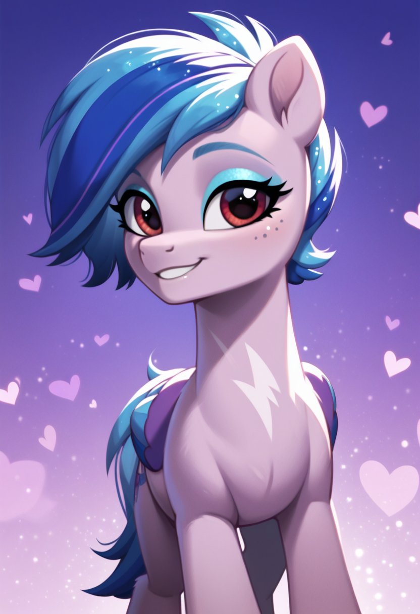 score_9, score_8_up, score_7_up, score_6_up, score_5_up, score_4_up, my little pony, ((feral pony)), <lora:Arpeggia:1>arpeggia, 1girl, ((solo)), (sexy), beautiful, detailed, (detailed cute pony face), detailed eyes, detailed fur, detailed hooves, beautiful, vector, flat colors, (beautiful long eyelashes), (beautiful hooves), (abstract background:1.8), (looking at you, looking at viewer:1.5), smile, happy, close-up, upper view <lora:OtherStyle_01:1> <lora:detailed_notrigger:1>