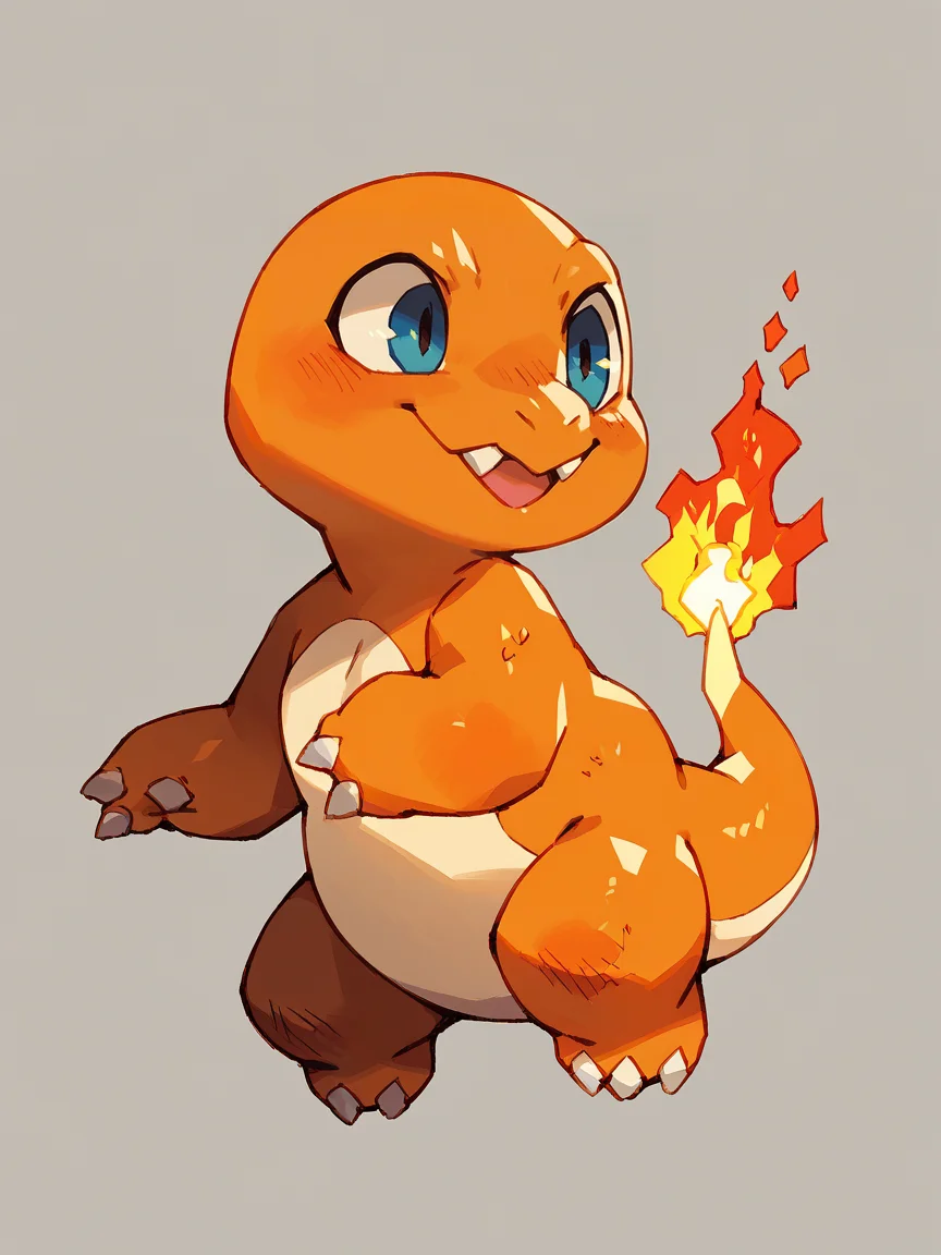 score_9, score_8_up, score_7_up, score_6_up, score_5_up, <lora:bkomadoriXLP:1> bkomadori, solo, charmander,