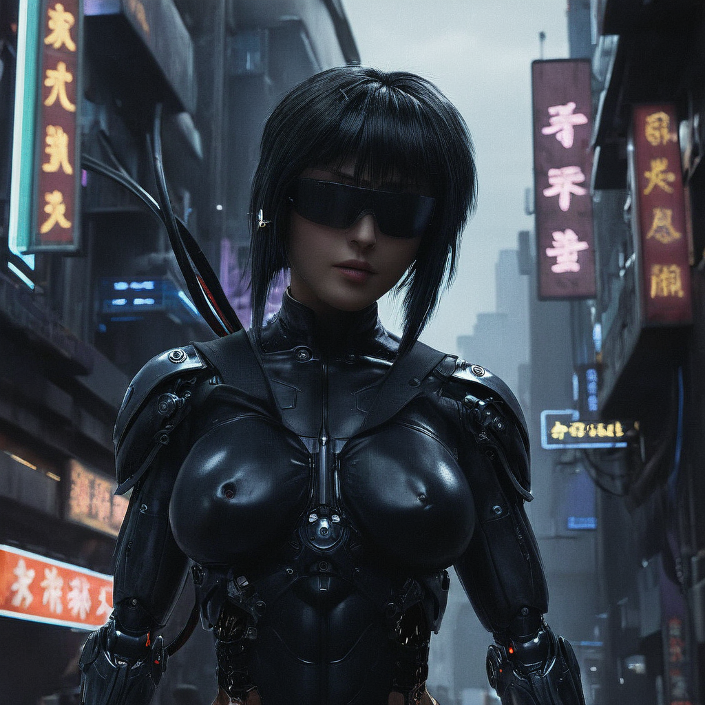 cinematic film still of  <lora:perfection style:0.3> perfection style
 <lora:Unreal Engine style:0.4> Unreal Engine style
 <lora:Ghost in the Shell style:0.8>
In Japanese manga cyberpunk city a female anatomy cyborg with a skeleton body and muscles,1girl,solo,breasts,mask,muscular,abs,robot,black background,science fiction,android,cable,cyborg,cyberpunk,mechanical parts,wire,spine , detailed, different, real, unique, cinematic, dramatic, concept art, filmic, perfect, high quality, Ghost in the Shell style, Masamune Shirow style, shallow depth of field, vignette, highly detailed, high budget, bokeh, cinemascope, moody, epic, gorgeous, film grain, grainy