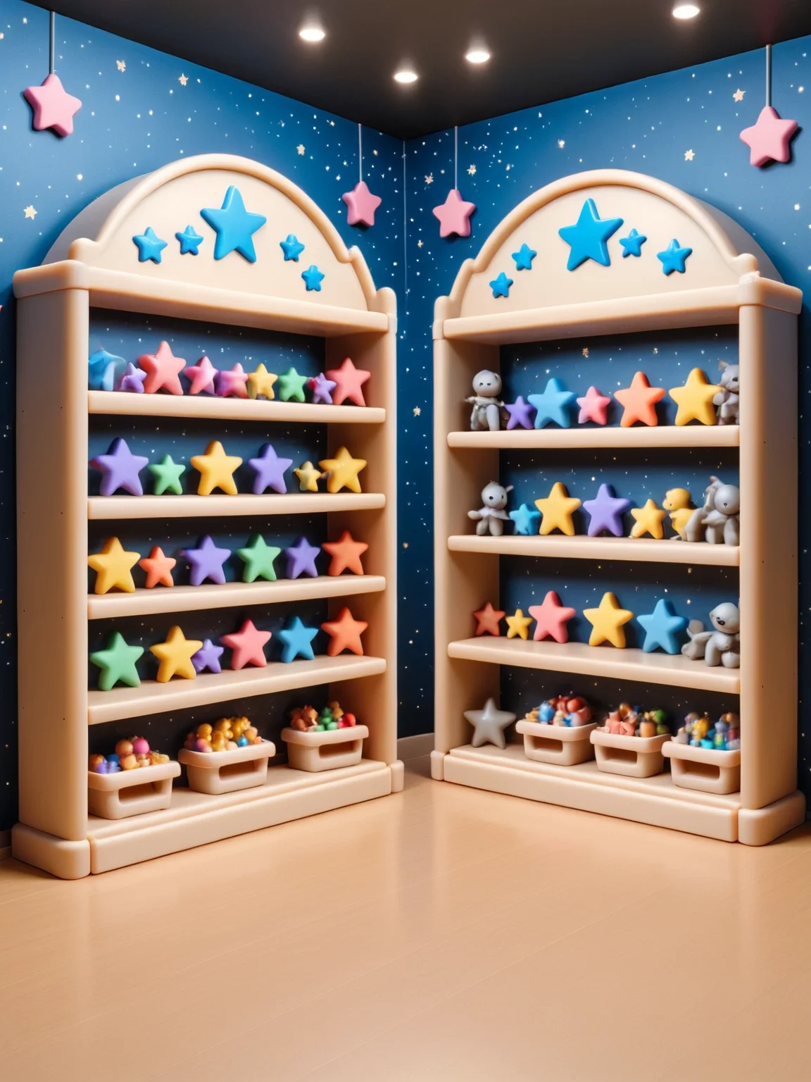 ais-plasticz toy store, with shelves lined with ais-plasticz toys, and an ais-plasticz backdrop with ais-plasticz stars, creating a whimsical atmosphere<lora:Plastic_Toy_Style_SDXL:1>