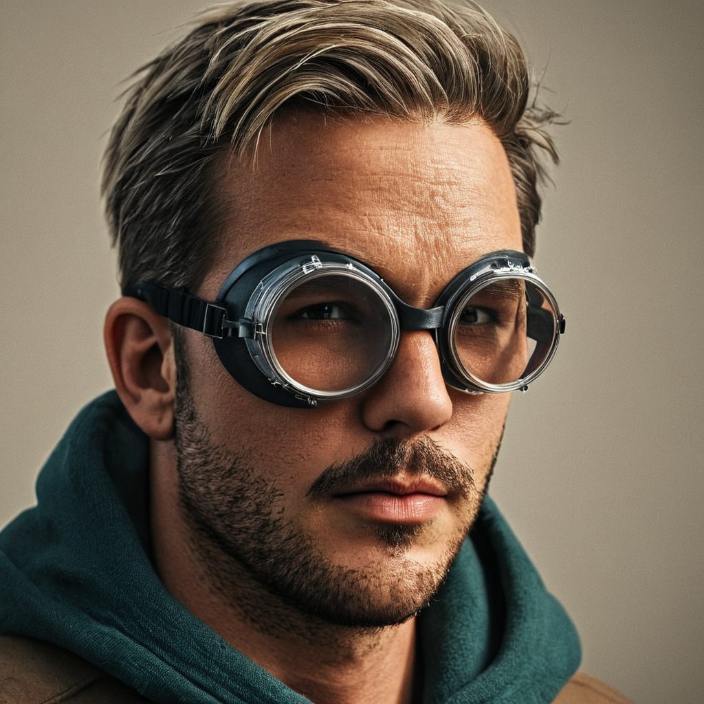 Hyperrealistic art of  <lora:skin texture style v4:0.9> very detailed skin pore perfection
A cinematic skin texture style still image of a man with goggles and a hoodie, detailed wrinkles, skin tags, perfect skin tone color, stretch marks, hyperrealism, realism, unrealengine, realistic, detailed skin pore, film still, still photography style, sharp style, detailed style, perfect style, perfection style, Kodak film skin color tone style, fujifilm skin tone color style, professional photography style, skin textured, skin texture style, perfect face, perfect mouth, perfect nose, perfect lips, perfect eyes, perfect ears, perfect skin, perfect skin pores, perfect body, perfect hair, very detailed skin pores, perfect skin texture style, solo, blonde hair, 1boy, jewelry, male focus, earrings, glasses, blurry, blurry background, facial hair, sunglasses, letterboxed, goggles, portrait, round eyewear, old, short hair, parted lips, hood, hood down
, Extremely high-resolution details, photographic, realism pushed to extreme, fine texture, incredibly lifelike