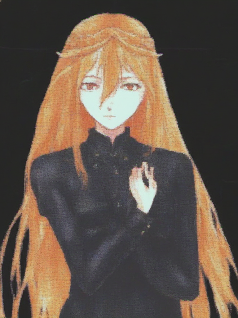 vermis style, 1girl, solo, long hair, looking at viewer, upper body, black background <lora:VermisStyleXL:1>