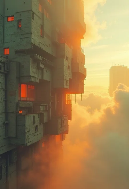 yfg-fwshn Gilded palace floating above golden clouds, swirling rays of sunlight piercing through windows